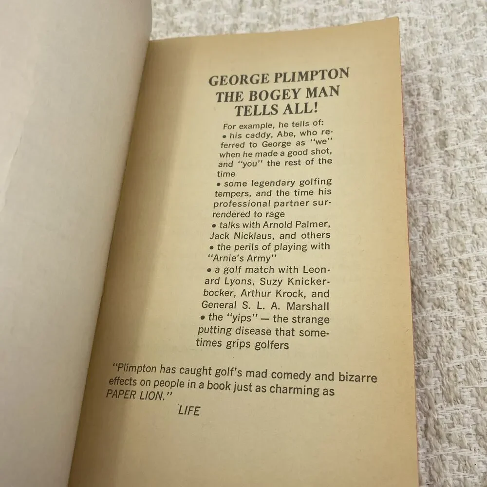 Plimpton, George THE BOGEY MAN Paperback First Avon Printing November 1969